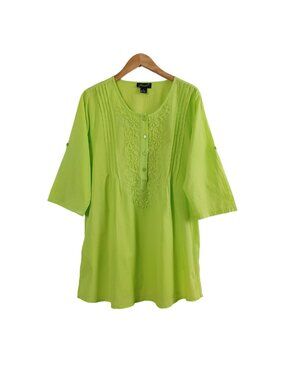 Fiori Cotton Pintuck Embroidered Tunic